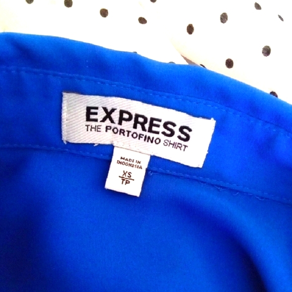 EXPRESS Portofino Women's Cerulean Blue Long Sleeve Button Down Shirt Small - Picture 11 of 11